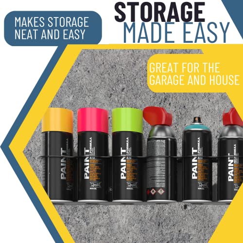 Koova 6 Aerosol  Spray Can Holder | Easy Install Wall Mount | Heavy-Duty Powder Coated Steel Storage Rack For Garage & Home | Craft Workspace Paint Bottle Organizer | Hardware Included | Usa Made #TOP4