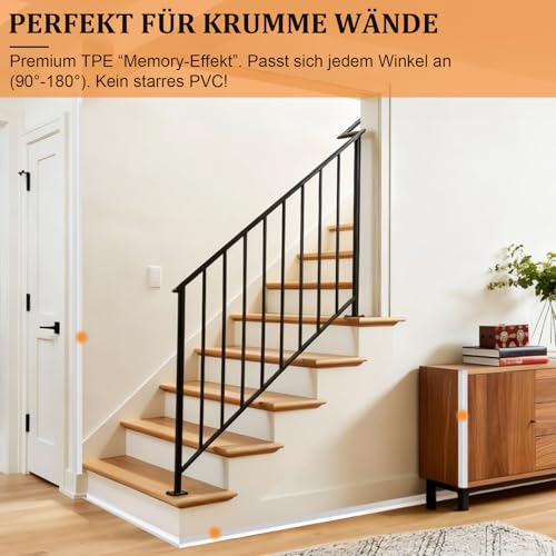Flexible Zierleisten Selbstklebend Kantenschutz Leisten – 4cm X 6m, Wasserdicht Und Rückstandslos Entfernbar Für Wand, Küche, Bad Und Fliesen Als Eckenschutz, Möbelschutz, Dekorative Wandverkleidung