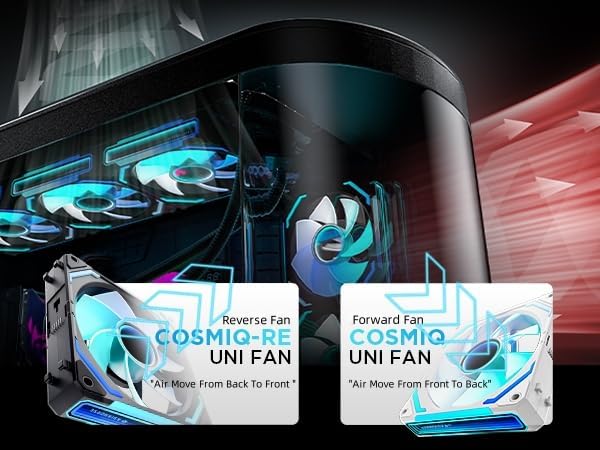 AsiaHorse COSMIQ 120mm PC Case Fan, Infinity Mirror FDB 2000 RPM with 5V 3-PIN Connector and Small Controller, Daisy Chain PWM PC RGB Fans for Cases CPU Liquid Coolers, White, Reverse Fan - 8