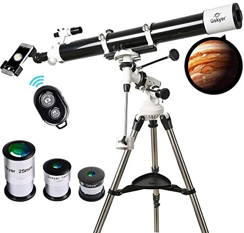 Telescope, 90mm Astronomy Refractor Telescopes with Smartphone Adapter & Bluetooth Camera Remote - Perfect for Children Educational and Gift