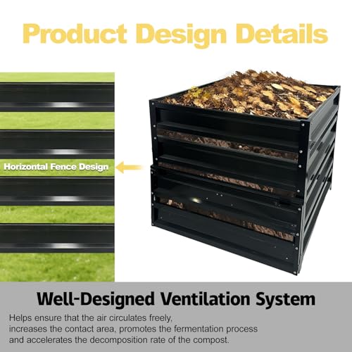 Compost Bin Outdoor - 170 Gallon Metal Wire Mesh Compost Bins with Rust-Proof Coating, Compost Bin for Yard Waste, Leaves & Kitchen Scraps, 31.5(L)*31.5(W)*39.4(H) inch by BUKLIYN - Image 6