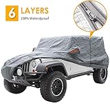 Big Ant Car Cover for Wrangler CJ,YJ, TJ & JK 4 Door All Weather Protection Waterproof SUV Cover Custom Fit for 1987-2021 Wrangler SUV with Driver Door Zipper,Gray