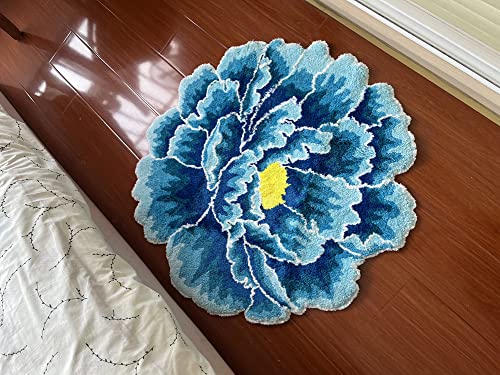 Tapete decorativo floral azul 60x60 cm anti slip miniatura 4