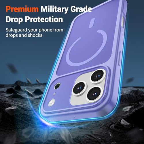 Image of SUPFINE Magnetic for iPhone 17 Pro Case Purple | (Compatible with MagSafe)(Military Grade Drop Protection)(Camera Protection)Translucent Matte Phone Cover