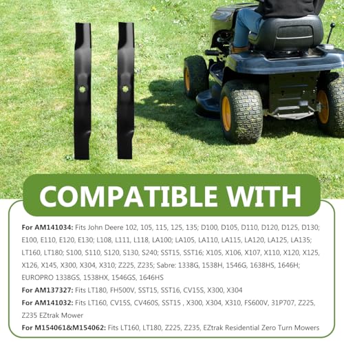 BCQNXX AM141034 Lawn Mower High Lift Blade for 42 Inch Deck John Deere D105 D110 LT160 LA135 Z225 - Heavy Duty Blade Replaces AM141034 AM141032 M154062 AM137327 M154061-2 Pack by BCQNXX - Image 7