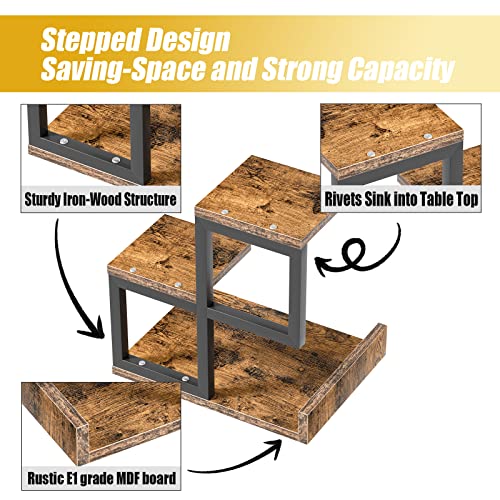 Gannyfer Wood Desktop Shelf - Freestanding Small Bookshelf Desk Supplies Organizers, 3 Tier Storage Display Rack Office Decor, Stand Shelves With Metal Frame For Books/Plants/Toys #TOP4