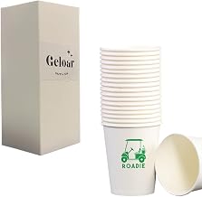 Golf Party Cups, 20 Pack 9oz Roadie Themed Disposable Paper Cups for Tournaments, Club Events, Outings, Corporate Events (Cart Roadie Cups)