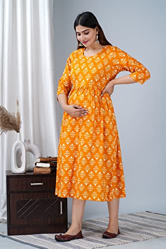 Jikonet Women's Maternity Dress Feeding Kurti with Zippers, Side Pocket
