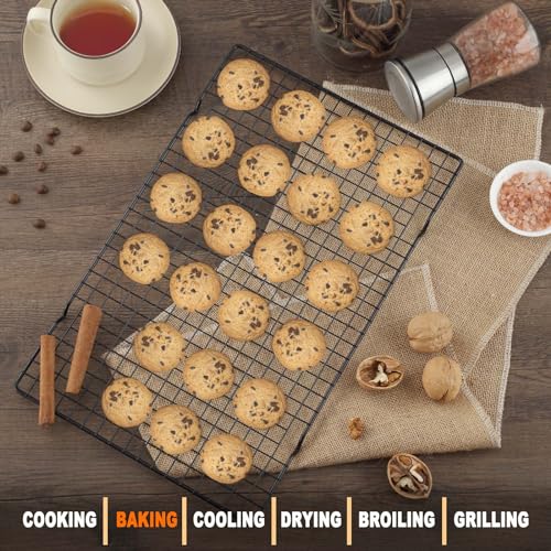 Image of Hunnycook 15.8 inchx9.8 inch Cooling Rack, 3P Stainless Steel Baking Rack, Oven Safe Cooling Racks for Cooking and Baking, Black Roasting Rack & Wire Rack & Cookie Cooling Rack for Roasting, Grilling, Drying