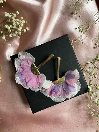 Boucles d'oreille Hydrangea rose et violette pour mariage bohème