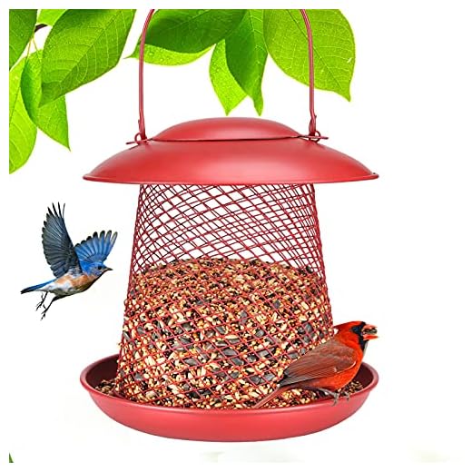 CYYKDA Bird Feeders for Outside Squirrel Proof. Cardinal Bird Feeder. Metal Squirrel Proof Bird Feeders. Wild Bird Feeder Hanging for Garden Yard Outside Decoration - 2 Lb , Red