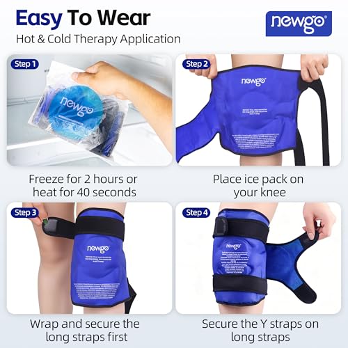 NEWGO Ice Pack for Knee Replacement Surgery, Reusable Gel Cold Pack Knee Ice Pack Wrap Around Entire Knee for Knee Injuries, Knee Ice Wrap for Pain Relief, Swelling, Bruises (Blue) - Image 6