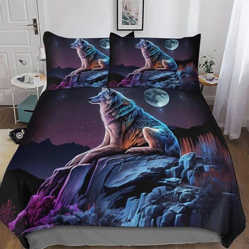 Housse de couette loup impression haute définition microfibre - 2