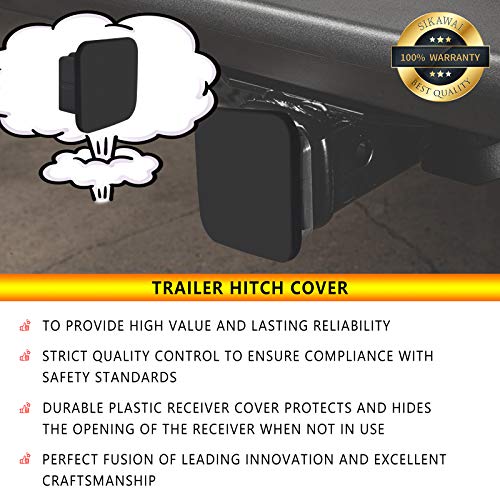 2 Inch Trailer Hitch Cover Black Rubber Tow Receiver Tube Plug Cap Fits For Any 2" X 2" Square Receiver Tube Fits For Class 3 4 5 To-Yota F-Ord Gmc Chevy Je-Ep Le-Xus Mer-Cedes By Sikawai #TOP6