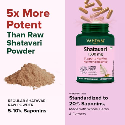 Image of VAHDAM Shatavari Capsules | Menopause, Lactation, Postnatal Recovery & Hormonal Balance | 5X More Potent than Regular Powder | Dual Spectrum Formula | Vegan, Gluten-Free | 60 Veg Capsules