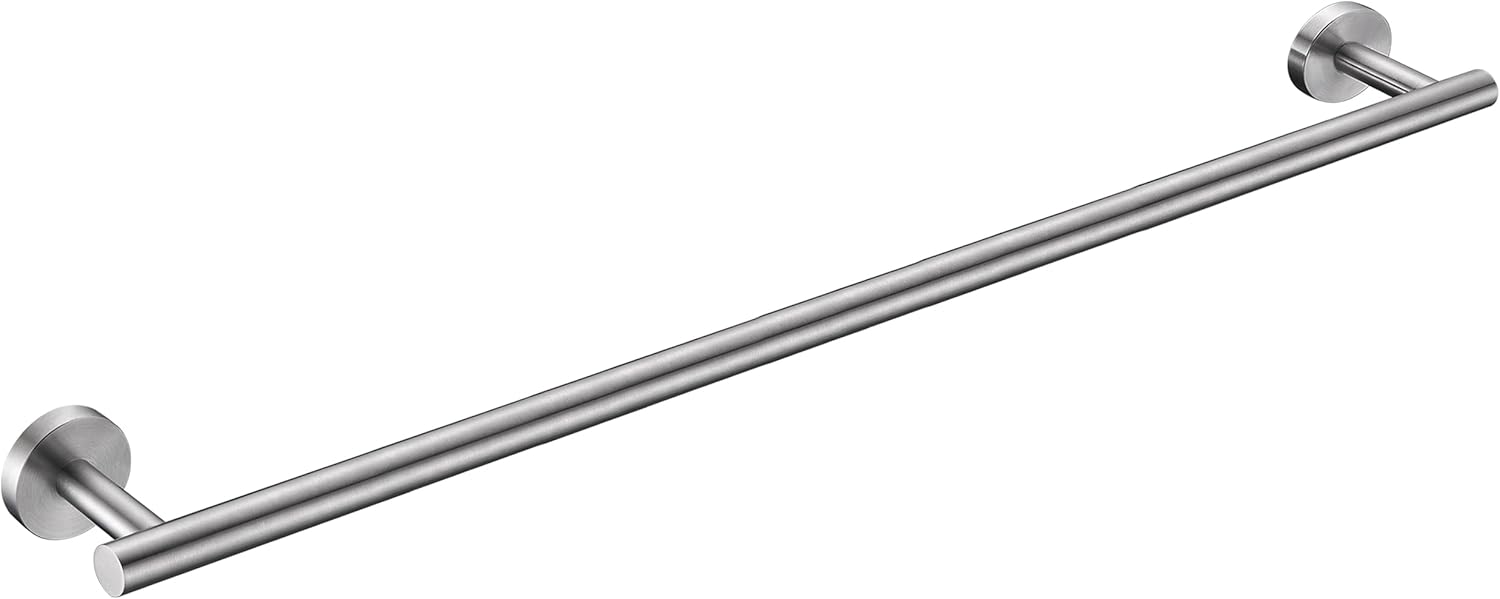 Brushed Nickel Bath Towel Bar Single Bars Towel Rack Rod Classic Wall Mounted SUS304 Stainless Steel Bathroom Towel Holder Toilet Kitchen Towel Shelf Single Layer,33 inches - Amazon product rated Grade A