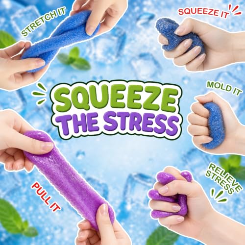Tyarcox 2 Pack Crunchy Squishy, Slushy Squishy Stress Ball, Moldable Sand-Filled Fidget Toy, Ice Skin Sensory Squeeze Toy with Dual ASMR Sound, Anxiety Relief Gift by Tyarcox - Used condition - Image 5