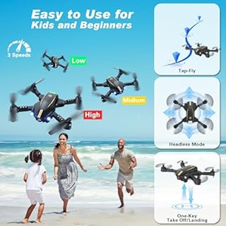 Drone with Camera, 1080P Camera FPV Mini Drones Foldable with 2 Batteries, Kids Drone Boys 8-12 10-15, 3 Speed Mode, 3D Flips, Gesture Photo, One-Key Return