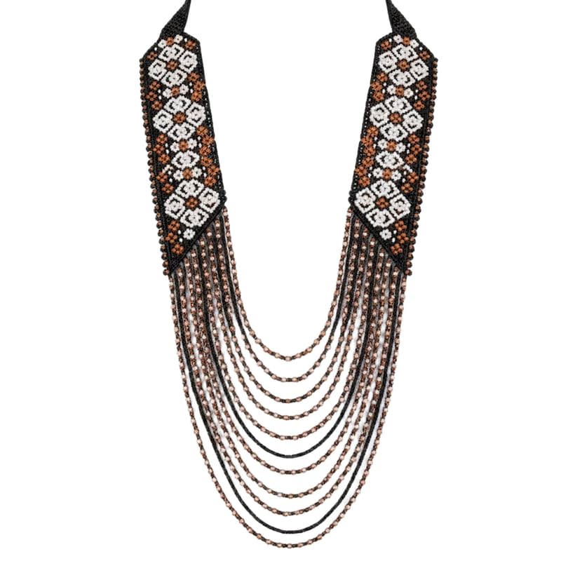 Collier géométrique en mosaïque de perles de rocaille bijou ukrainien fait main