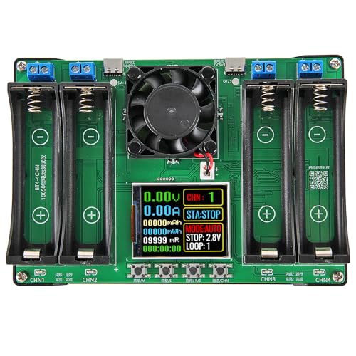4-Channel 18650 Battery Capacity Tester, Automatic Charge