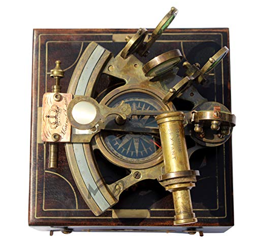 Marine Art Handicrafts '' Brass Sextant With Compass For Birthday, Wedding, Baptism, Mother's Day, Father's Day, Partner, Best Man, Anniversary, Farewell, Graduation, C-3250 #TOP3