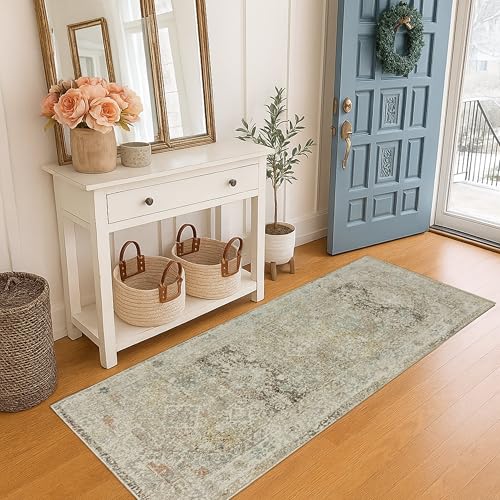 Fame Rugs Vintage Turkish Runner Rug 2'2"x6' – Soft Foldable Hallway & Entryway Carpet, Washable Indoor Runner