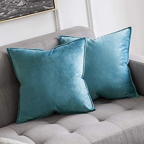 MIULEE Pack of 2 Velvet Soft Decorative Square Throw Pillow Case Flanges Cushion Covers Pillowcases for Livingroom Sofa Bedroom with Invisible Zipper 40cm x 40cm 16x16 Inch Set of Two Rose