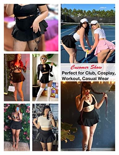 Avidlove Mini Skirt For Women Sexy Solid Ruffle Trim Lingerie Skirt Short High Waist Two Layer Hem Skirt thumb #2
