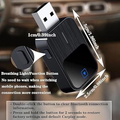 Wireless CarPlay Adapter for Mercedes Benz GLAClass GLB Class GLC Class GLE Class GLS Class, Auto Connect Plug and Play Module, Stable Connection CarPlay Converter, 2 in 1 No Lag Wireless Adapter
