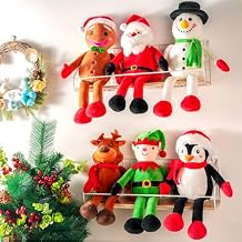 Poen 6 Pcs 16 Inch Christmas Plush Dolls Decoration Santa Claus Snowman Elk Gingerbread Man Penguin Stuffed Santa Decor for Home Christmas Tree Fireplace Ornaments Gifts