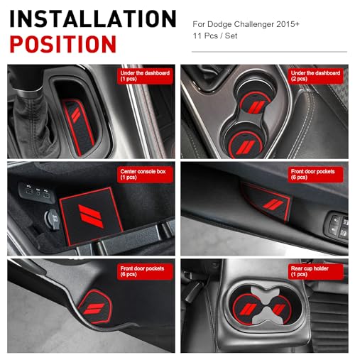 Inserto Portavasos Dodge Challenger 2015-2024 11 Piezas Rojo miniatura 3