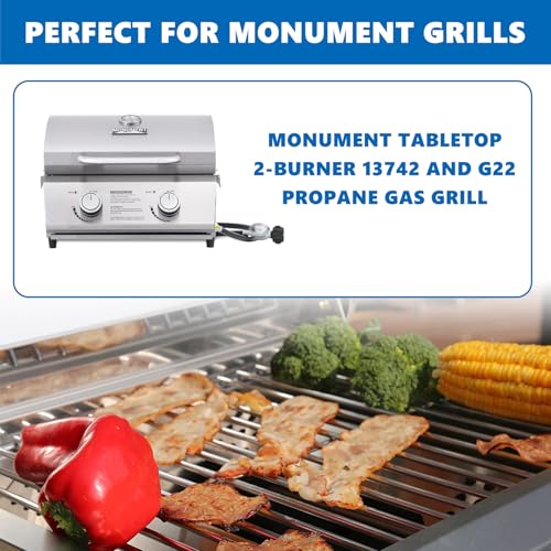 Image of SafBbcue Heat Plates and Grates for Monument Tabletop 2-Burner Propane Gas Grill, Grill Replacement Parts for Monument Table Top Gas Outdoor Grill 13742 and G22 Portable Grill, Stainless Steel