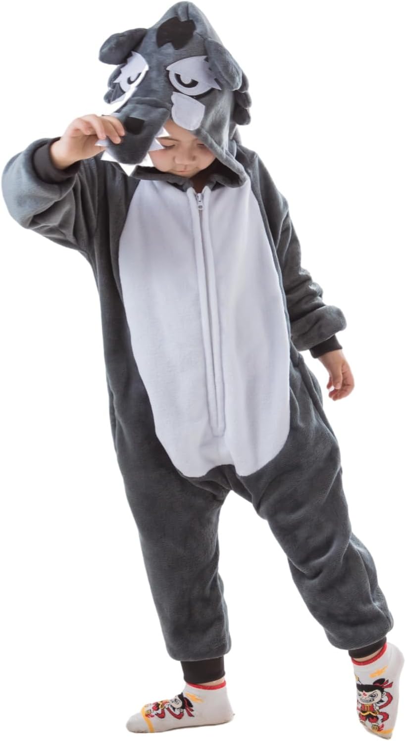Unisex Kids Animal Onesie Pajamas Children Flannel Halloween Cosplay Costume Homewear Sleepwear for Boys Girls Gift