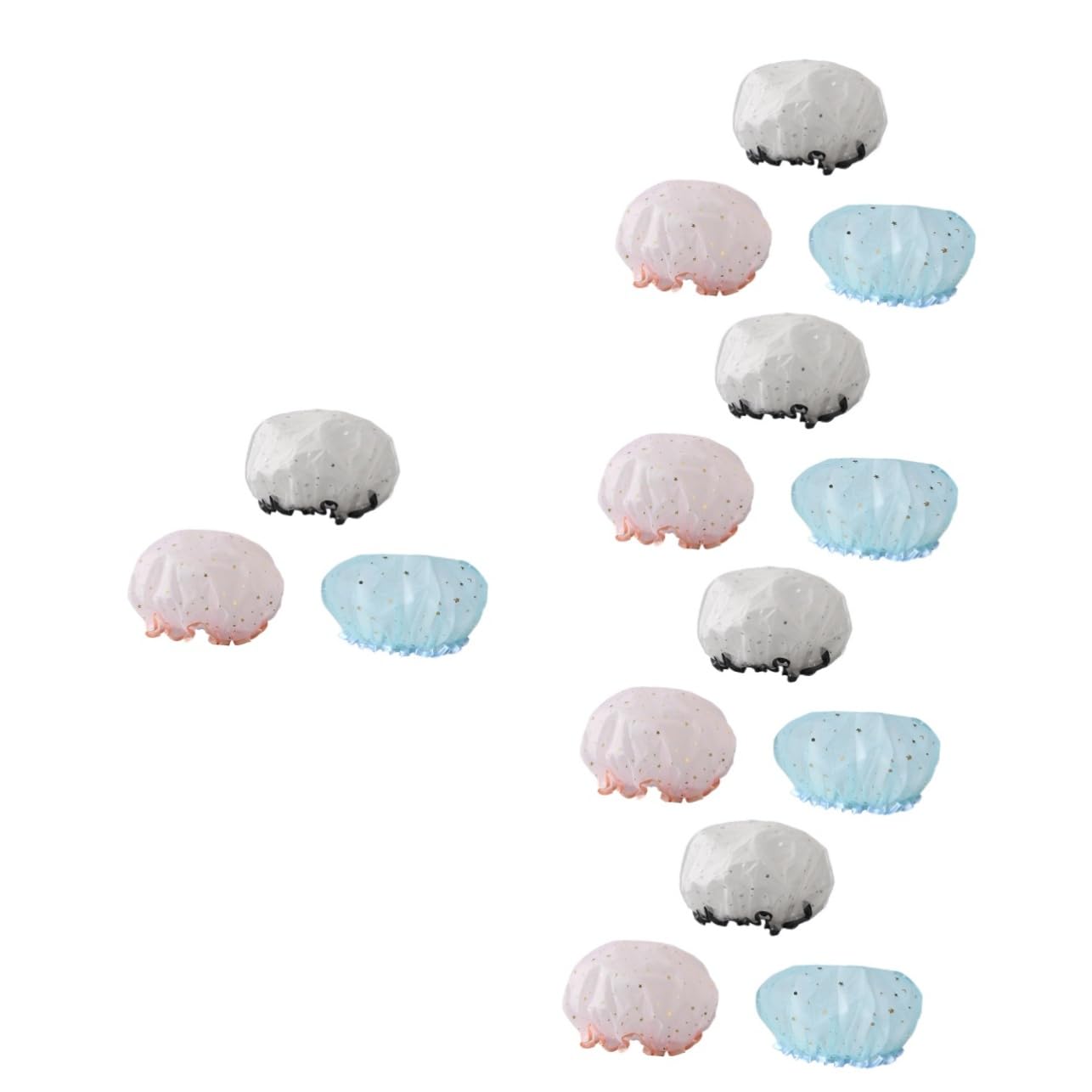 POPETPOP 15piezas Gorro y Reutilizable Para Mujer Doble Capa y Para Baño Spa y Tratamientos De Pastel Rosa Azul Gris