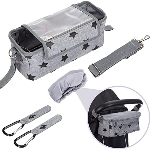 Buggy Organiser incl Phone Holder & Waterproof Cover. Fits All Pushchairs. Universal Pram Organiser and Storage Bag for Your Pram. BTR