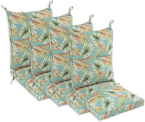 Makimoo Set of 4 Outdoor Dining Chair Cushions, Comfort Patio Seating Cushions, 44 x21x4.5 inch, Single Welt and Zipper (Verdant Leaf Canopy)