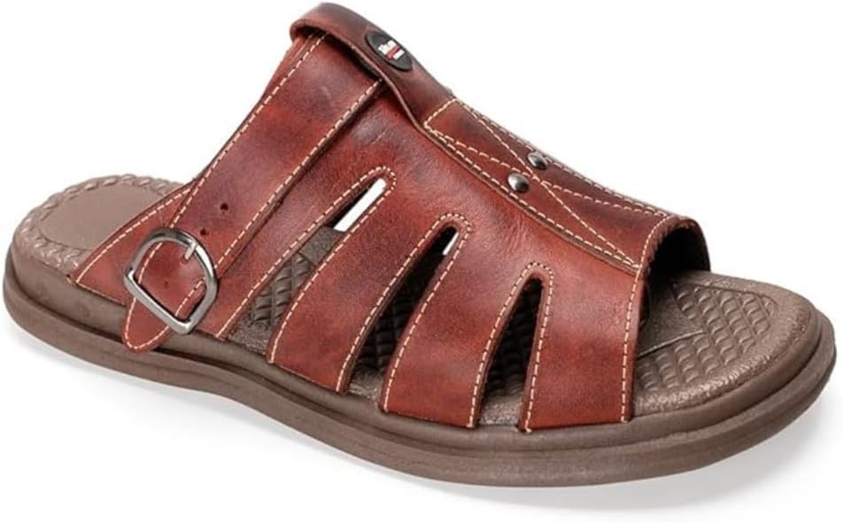 Sandália Masculina de Couro Legítimo | Anatômica, Ortopédica e Anti Stress | Confortável, Antiderrapante e Versátil