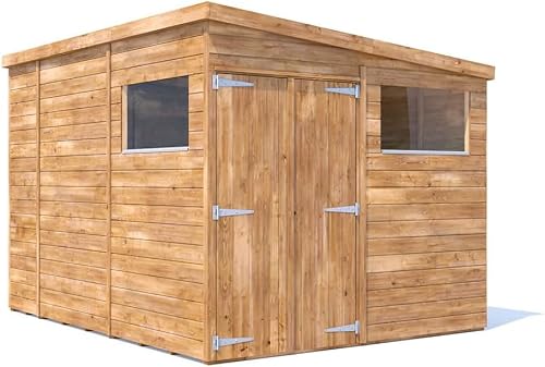 Image of Dunster House Wooden Shed 8' x 10' (2.4m x 3m) Outdoor Storage with 15mm Tongue & Groove Thick Walls & Pent Roof & Window, Durable for Garden & Backyard Use, Fully Pressure Treated, Overlord Modular