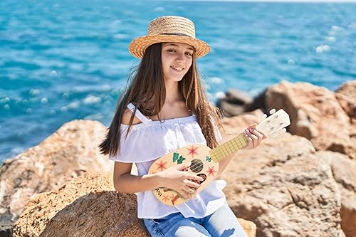 Ukelele infantil de madera de Vaiana para aprender a tocar en casa con su guía de acordes 4