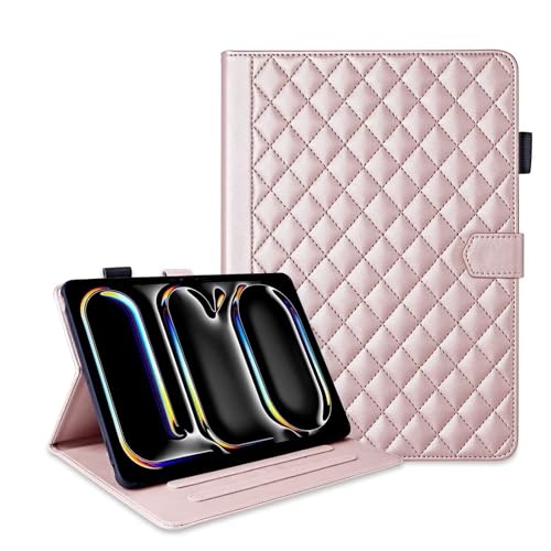 Coque iPad Pro 13 2024, étui portefeuille or rose idéal pour le télétravail