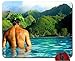 Produktbild Polynesian Hawaiian Tahitian Fiji South Polynesia Man in Lagoon Sea Bora Bora mouse pad computer mousepad