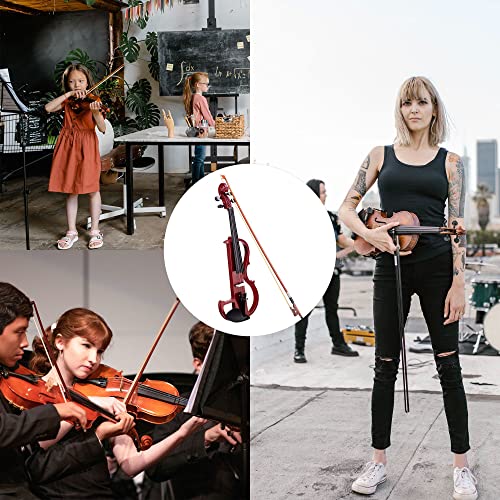 Aw 4/4 Electric Violin Full Size Wood Silent Fiddle Musical Instrument Fittings Headphone Jujube Red #TOP6