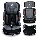 Amulay | Autoasiento para Bebe de 9 a 36 kg | Booster Car Seat con Arnés de 5 puntos, Respaldo Reclinable, Cojín elevador...