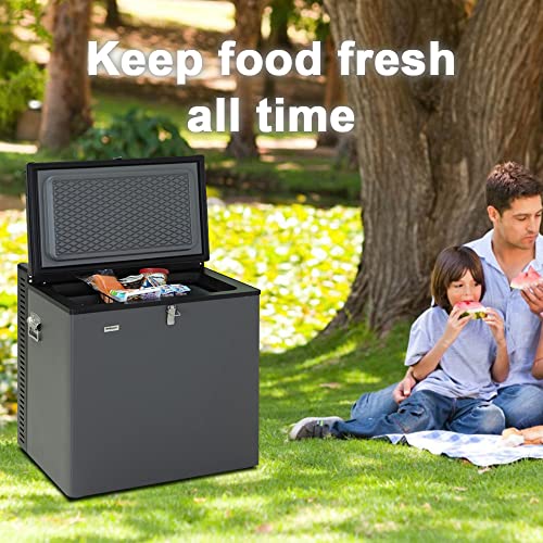 Smad Propane Freezer, Deep Freezer Propane/Electric, 3-Way 12V For Indoor & Outdoor 2.4 Cu.ft, Portable Freezer 12V/110V/Gas Lpg, Outdoor Camper Freezer Cooler, Black With Lock #TOP2