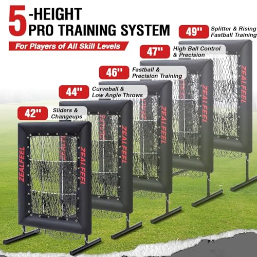 Image of ZEALFEEL Baseball Pitching Net Pro, 9-Hole Target, 5 Adjustable Heights