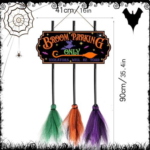 Plaque stationnement balais bois Halloween déco porche durable - 4