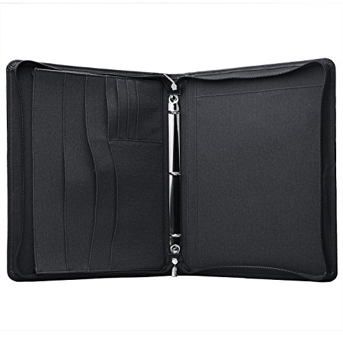 Zipper Binder Portfolio With Notepad Holder, Organizer Padfolio With 3-Ring Binder For 8.5 X 11 Notepad File Documents #TOP1