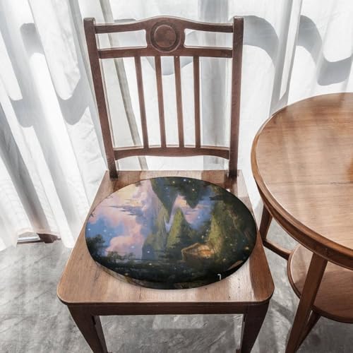 Cojín redondo para asiento de 39 cm con funda extraíble lavable 8