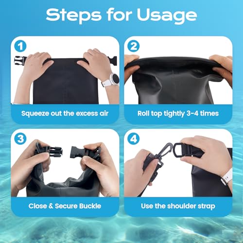 5L Waterproof Dry Bag with Bottle Holder & Mesh Pocket, 500D PVC Tarpaulin Roll Top Dry Sack with Inner Waterproof Adsorption Film, Lightweight Dry Bag for Kayaking, Beach, Boating, Fishing, Travel by Rynapac - Image 7