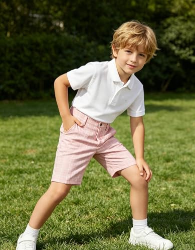 Image of Boy Shorts Kids Stretch School Uniform Clothes Flat Front Dress Casual Shorts with Pockets for Summer